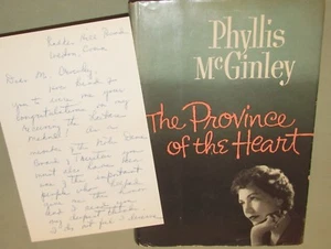 PROVINZ DES HERZENS Phyllis McGinley 1959 FE HC DJ + signiertes Dankeschön - Bild 1 von 12