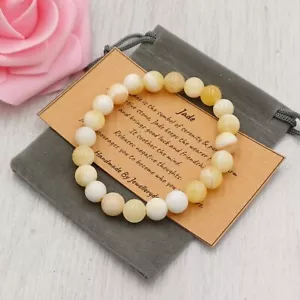 HONEY JADE Bracelet Stretch Fit Handmade +Gift Bag & Card Crystal Gemstone 8mm - Picture 1 of 7