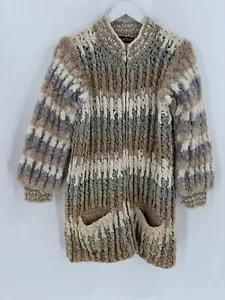Norma Canada Vintage 70s Jacket Womens Small Multicolor Crochet Heavy Cotton - Picture 1 of 17