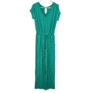 Soft Surroundings Caspian Jumpsuit in Vivid Green Size XS Smocked Waist V-Neck - Picture 1 of 13