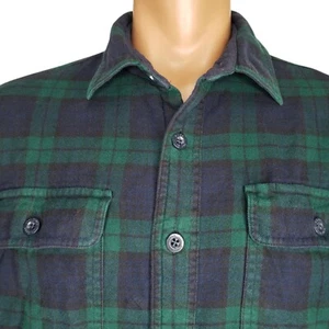 LL Bean Cazadora Abotonada Para Hombres Grande Azul Verde Franela a Cuadros Forrada de Vellón - Imagen 1 de 6