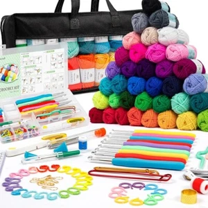 113 Piece Crochet with Yarn Set–1600 Yards Assorted Yarn 73PCS Crochet Accessory - Picture 1 of 5