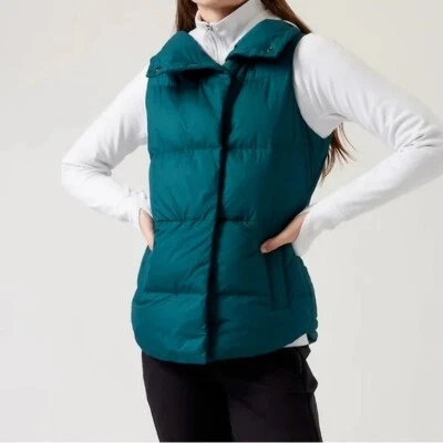 NEW ATHLETA Downtown Vest Turtleneck Zip & Snap Water Resistant Blue 2X NWT - Image 1 of 3