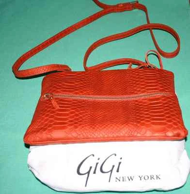 GIGI NEW YORK LADY SHOULDER BAG CROSSBODY PYTHON EMBOSSED LEATHER PURSE NEW USA - Image 1 of 3