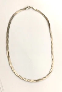 Sterling Silver Necklace Twisted Flat Herringbone Chain Marked 925 - Picture 1 of 7