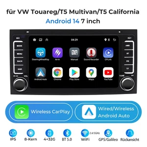 Radio de coche para T5 Multivan VW Touareg 7" CarPlay GPS navegación BT 8 núcleos 4+32G - Imagen 1 de 18