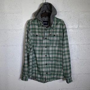 Buffalo David Bitton Men's Jakeim Plaid Hoodie Shacket forest green Medium $99 - Picture 1 of 8