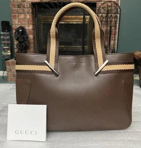 Gucci Braun Leder Web Mini Tote Bag Handtasche - TOP - Bild 1 von 10