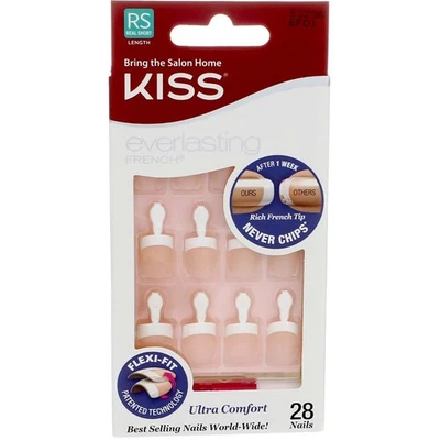 Pack de 5 uñas postizas francesas eternas KISS, cortas reales, 28 quilates, sin fin Foto 1 de 3