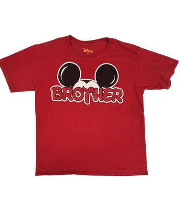 Disney Mickey Mouse Ears 'Brother' Red T-Shirt Children's Size L (10/12) - Image 1 of 4