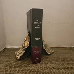 Paar Messing Vintage Buchstützen Hartriegel Blumen Handarbeit - Bild 1 von 5