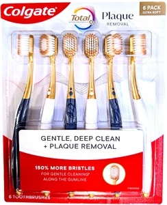 Colgate Total Plaque Removal Manual Toothbrush Ultra Soft 6 Pack - Picture 1 of 3