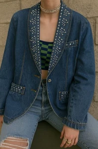 IB Diffusion Jeansjacke verziert Nieten Western Glam Cowgirl Style - Bild 1 von 10