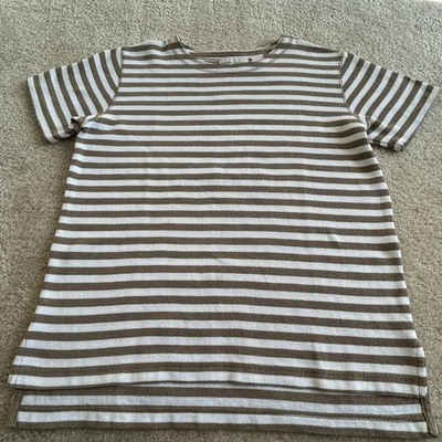 Camiseta Top De Colección Bechamel Informal Mujer Manga Corta Rayas Blanco Oliva Algodón M Foto 1 de 4