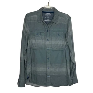 REI Coop Mens Size Small Gray Stripe Button Up Flannel Shirt Long Sleeve Cotton - Picture 1 of 7