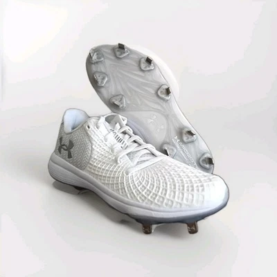 Botines de softbol Under Armour Glyde 2 MT 3026601-100 para mujer 9 blancos plateados DWA342 Foto 1 de 4