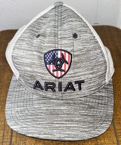 Ariat Snapback Trucker Hat Gray OS Adjustable 110 Flexfit Tech Patriotic Yupoong - Picture 1 of 6