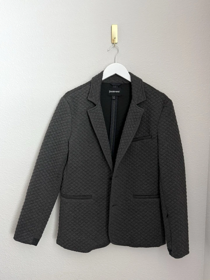 Blazer de viaje Betabrand acolchado preppy oficina de negocios talla pequeña para hombre Foto 1 de 4
