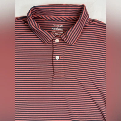 Camisa polo a rayas CREWCUTS J.Crew naranja y azul rendimiento para niños talla XL Foto 1 de 4