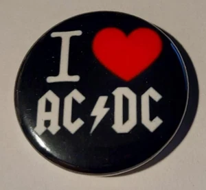 1x I love AC/DC Button Hardrock Heavy Metal Highway to hell 666 - Picture 1 of 1