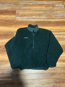 Vintage 90s Columbia 1/4 Zip Fleece Green Made In USA Medium - Picture 1 of 7