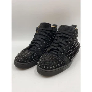 Christian Louboutin Men's High-Cut Sneakers Black EU 43 From Japan 124641K Auth - Picture 1 of 9