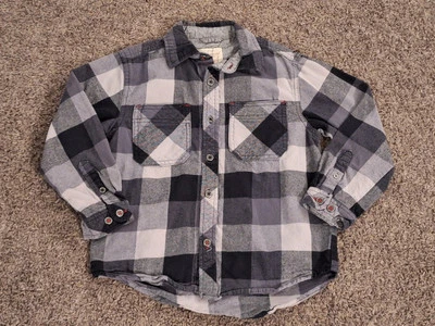 Camisa a Cuadros Abotonada Original Impermeable para Niños Manga Larga Talla 7-8 Negra Gris Foto 1 de 4