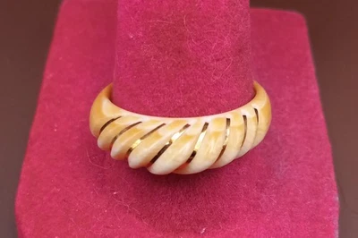 Anillo Cúpula Art Deco Antiguo Oro 14k 585 Tiras Años 50 Talla 9.5 Foto 1 de 4