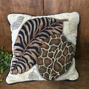 Gobelin Überwurf Kissen Safari Leopard & Tiger Druck 2-seitig Tier Blatt Druck 11" - Bild 1 von 5
