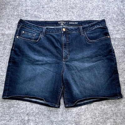 Bermudas de mezclilla Riders by Lee para mujer 22W lavado oscuro tiro medio elásticas Foto 1 de 4