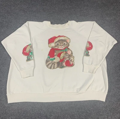 De Colección MacGregor Sudadera Mujer 3X Blanco Ratón Gato Navidad Pullover EE. UU. 90s Foto 1 de 4