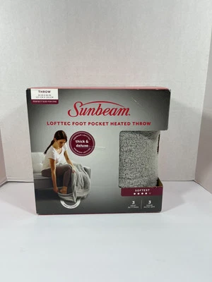 Sunbeam 50" x 60" Lofttec Foot Pocket Heated Throw NIB - Image 1 of 4