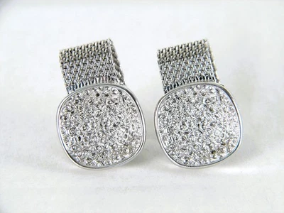 Juego de gemelos cuadrados texturizados tono plata Swank vintage Foto 1 de 3