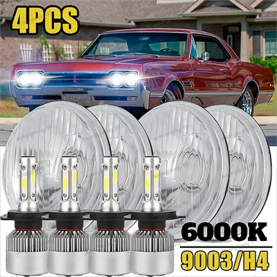 Faros LED HI/LO DRL 4 PIEZAS para Oldsmobile 442 98 F85 Cutlass 5 3/4" 5,75 pulgadas Foto 1 de 4