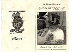 Vintage ED "BIG DADDY" ROTH MEMORIAL CARD FUNERAL 2001 - RAT FINK VG+ cond - Picture 1 of 2
