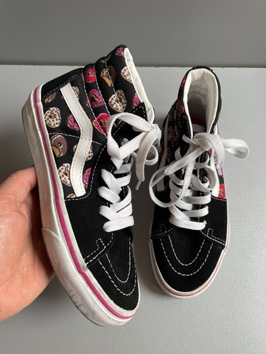 scarpe alte bambino Vans sk8 nere stampa multi ciambella uk 1 eur 32