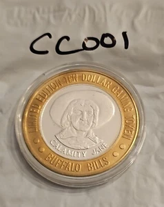 CALAMITY JANE BUFFALO BILLS RESORT CASINO $10 .999 FINE SILVER GAMING TOKEN C001 - Picture 1 of 2