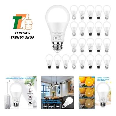 24-Pack A19 LED Light Bulbs, 13W 5000K Daylight White Bulbs, 100W Equivalent ... - Image 1 of 4