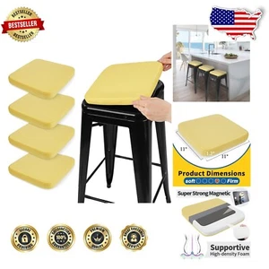 Versatile 4-Pack Yellow Cushions for Indoor/Outdoor Bar Stools - Non-Slip Design - Picture 1 of 8