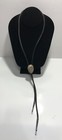 Vintage Native American 925 Sterling Silver Bolo Tie Black Leather