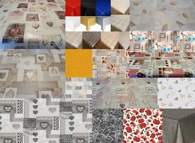 New Wipe Clean PVC Plastic Oil Vinyl Plain Printed Table cloths Party Occasions  - Image 1 of 2