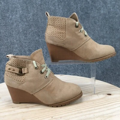 Botas Rampage para mujer 8 M Koala botín beige con cordones tacón de cuña HSF726 Foto 1 de 4