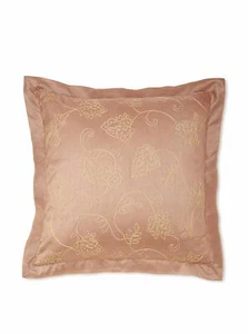 TWO WATERFORD CALLUM SPICE CREWEL EMBROIDERED FLORAL EURO SHAMS - Picture 1 of 2