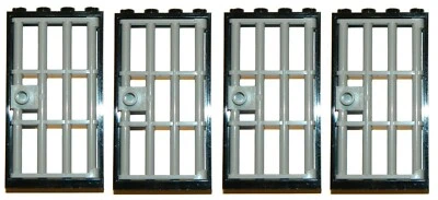 LEGO barred door gate 1x4x6 black grey x4 for castle prison dungeon jail bars