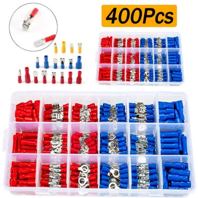 ELECTRAPICK Juego de terminales de cable de 400 piezas surtido caja coche automóvil conectores planos