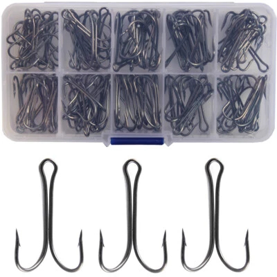 50pcs Double Classic Hook High Carbon Steel Dual Fishing Hooks Saltwater 9908 - Image 1 of 4