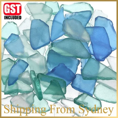 Sea Glass for Crafts Seaglass Pieces Decor Flat Frosted Sea Blue White Green AU - image 1 of 4