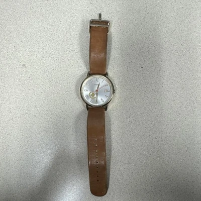 Fossil ES3750 Women's Watch Vintage Silver Dial, Tan Leather Strap - image 1 of 4