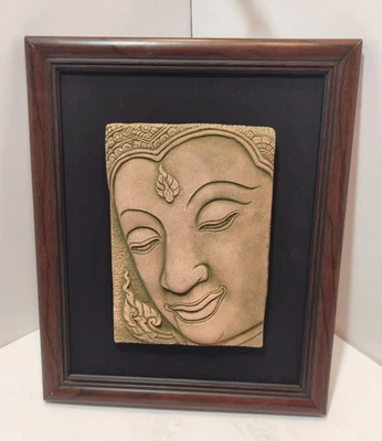 Escultura emoldurada Buda Hindu Arenito Arte Facial Meditação Decoração para Casa 11" por 9" - Imagem 1 de 4