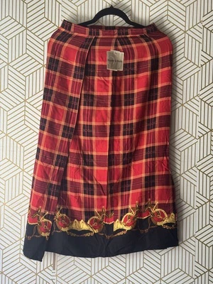 Baxter & Wells 女式红色多色格子 Holliday Midi 裹身裙 10 码 — 第 1/4 张图片